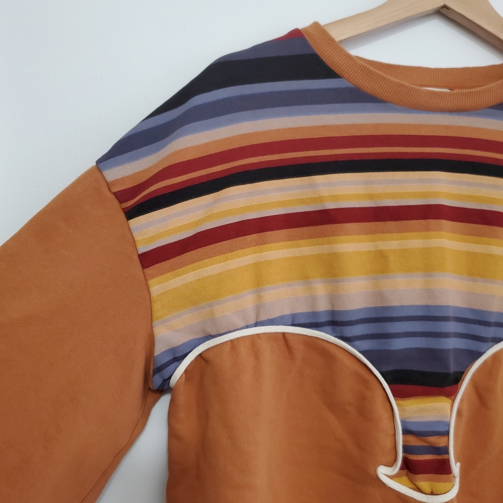 Zara Medium Sweater Trafaluc Striped Oversized Top Sunset Western Orange Aztec - Picture 2 of 16
